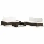 Stylish Patio Couch And Table Set PE Rattan Modular Lounge Sofa w/ Cushions 5pcs