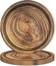 Lufsun Wood Grain Paper Plates Thanksgiving Fall Party Christmas Disposable Paper Plates 7" Rustic Plate Farmhouse Disposable Dinner Plate for Camping Hunting Birthday Party Supplies