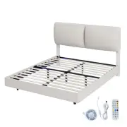 Levede Floating Bed Frame With RGB LED Light Headboard Base Platform Queen