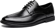 ZJSCNBE Men's Leather Shoes Men's Leather Casual Lace-up Slip-on Men's Shoes Loafers Men's British Style Pea Shoes(Black,40)