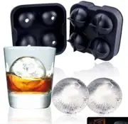 4 Cavity Silicone Sphere Ice Mold Black Silicone Ice Ball Maker