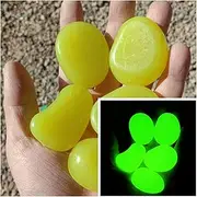 50 pcs Colorful Elliptical Pebbles，Diameter Approximately 1.77 inches,Luminous Stone,Decoratable Garden, Courtyard, Fish Tanks, Aquariums, Swimming Pools etc.(Yellow)