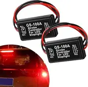 Sumjig 2 PCS Car Safety Prompt Controller Flasher, GS-100A Flasher Module High Brake LED Taillight Safety Controller, Car Modified Accessories, Suitable for Cars, Motorcycles, Tanks (Black)