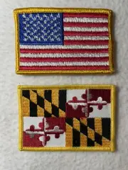 American and Maryland Flags. 3.25” Patches