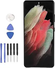 for Galaxy S21 Ultra 5G SM G998B Screen Replacement with Frame, Professional Replacement 6.8 Inch LCD Display AMOLED Touch Screen Digitizer Assembly with Repair Part Tools (Black)