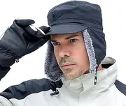 [YUHEXM] Men Women Reflective Trapper Hat Winter Windproof Earflap Cap Workwear Hat Night Cycling Running Ski Cap Hunting Hat