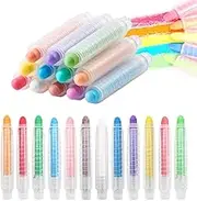 IKOPFLN Chalk Pens for Blackboard, Washable, Pack of 12 Dust-free Chalk for Children, Non-Toxic Erasable Painting Chalk Street Children for Blackboard Drawing Writing, Colour Set