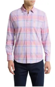 Tommy Bahama Mens Orange Blue Siesta Key Charmed Check Button Up Shirt Sz XL NEW