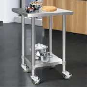 Stainless Steel Kitchen Bench Cart Commercial Work Top Adjustable Under Shelf