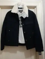 PENDLETON TRIBAL Women Xsmall Heavy Quilted Jacket removable lambs wool collar