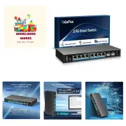 10 Port 2.5Gb Unmanaged Ethernet Switch with 8* 2.5G Base-T Ports, 2* 10G SFP...