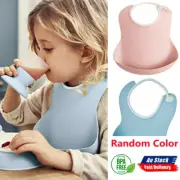 Toddler Baby Kid Feeding Bib Smock Waterproof Soft Silicone Apron Pouch Washable