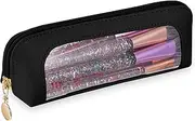 [CIATBYYJ] Cosmetic Bag Small Transparent White PU Make Up Bag Small, Waterproof Bag Hand Luggage, Travel Mini Cosmetic Bag, Women's Make Up Bag, Beauty Bag, Black, Fashions