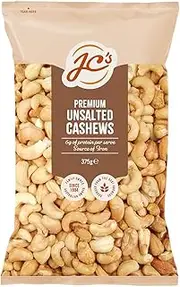 J.C.'s Quality Foods Unsalted Premium Cashews, 375g