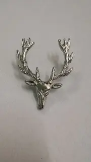 TC Scottish Stag Head Cap Badges/Glengarry Hat Badge Pin Silver/Brass,Military
