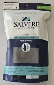 Salvere Medical Unisex Black Knee High Recovery Compression Sock Large 20-30mmHg