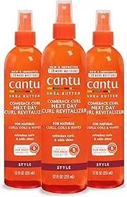 Cantu Comeback Curl Next Day Curl Revitalizer for Natural Hair with Pure Shea Butter, 12 fl oz (Pack of 3)