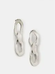 Mint Velvet Silver Tone Hammered Chain Earrings (AN8812) | $58