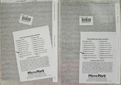 Two New Packs of Micro-Mark #83405 HO Scale Adhesive Textured Paper -Cobblestone