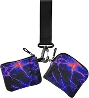 [Amooorous] Fluorescent Red Artistic Lightning Dual Wristlet Wallets for Women Thin Flat Identity Card Protector with Wristlet Strap for Woman 2 Pcs, Fluorescent red Artistic Lightning, 1 size, Casual