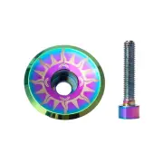 Sleek and Colorful Bike Aluminium Oil Slick Top Cap for 1 1/8 Steerer Tubes