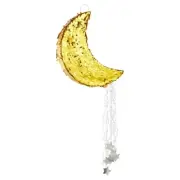 Small Gold Foil Moon Pull Strings Pinata for Birthday, Gender Reveal 17x11x3"