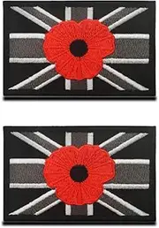[Zcketo] 2 Packs British Union Jack/Rose Kingdom Embroidered Hook and Loop Patch with Great Britain UK Rose Tactical National Morale Emblem for Military Uniforms Jacket Bags Backpack Cap Airsoft