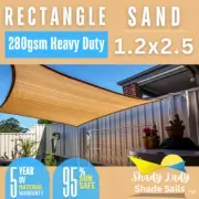Sunsafe 95% UV 1.2m X 2.5m Sand Shade Sail Sun Heavy Duty 280GSM 1.2 m x 2.5 m