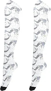 [Caihoyu] Women High Thigh Socks Cute Extra Long Socks Thigh Highs Cosplay Socks for Halloween Vector Mermaids Pattern Mythical Sea, Vector Mermaids Pattern Mythical Sea