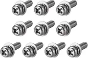 uxcell M4 x 16mm Stainless Steel Phillips Pan Head Machine Screws Bolts Combine with Spring Washer and Plain Washers 10pcs