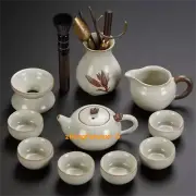 Ruyao Kung Fu Tea Set Chinese Vintage Ceramic Teacup Teapot Tea Tray 新款汝窑功夫茶具套装