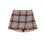 [R13] R13 Plaid Frayed Mini Skirt S GREY/RED