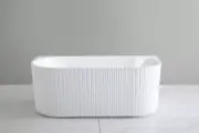 1700*800*580mm Ceto Bari Groove Gloss White Freestanding Back to Wall Bath