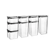 8 Piece Food Containers Set - 4 Sizes - Black