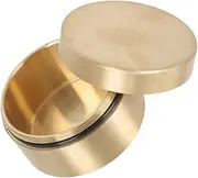 FRCOLOR Elegant Brass Round Storage Case Sealed Metal Jewelry Box Paperweight Medicine Container Waterproof