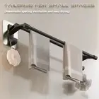 Wall Mounted Bathroom Double Towel Rail Rack Holder Space Aluminium 60cm Black