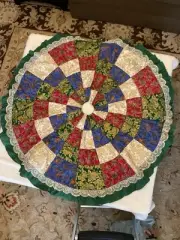 Christmas Tree Skirt 58” reversible. One Of A Kind. Hand made.