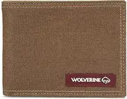 [WOLVERINE] Men's RFID Blocking Rugged Bifold & Passcase Wallets (Avail in Cotton Canvas Or Leather), Guardian Cotton - Chestnut, One Size