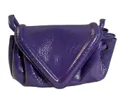BOTTEGA VENETA Small Beak Triangle Flap Patent Leather PURPLE Shoulder Bag NWT