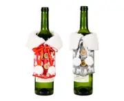 C57 2PCS Christmas Lapel Elk Wine Set Red Wine Bottle Bag Table Holiday Decoration Supplies for Christmas Decor
