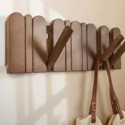 Wall Coat Rack for Entryway: Wooden Modern Heavy Duty 6 Hooks Retractable Wal...