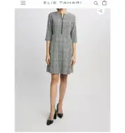 NWT Elie Tahari Plaid Zip Close A-Line Dress Size 4, Ret. $325, Business CLASSIC