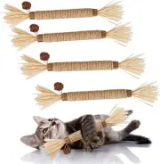 4Pcs Catnip Toys for Cats, Natural Catnip Chew Sticks Kitten Funny Cat Chew