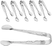 SECFOU 6pcs Mini Tongs with Elegant Pattern Small Tongs for Serving Appetizers Sugar Cubes and Snacks for Tea Parties and Dining Events