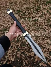 Custom Handmade Carbon Steel FULL TANG Hunting Spear Combat Sword With Sheath