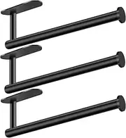 Under Cabinet Paper Towel Holder for Kitchen,Adhesive Towel Roll Rack for Bathroom,Wall Mounted Matte Black,304 Stainless Steel (3)