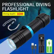 Ultra Bright Diving Flashlight LED Scuba Underwater 80M LED Dive Torch Light