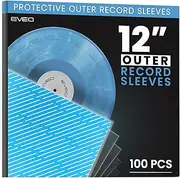 EVEO 100 Vinyl Record Sleeves - Crystal Clear Outer Vinyl Protective Sleeves for 12" LP Albums, Single & Double LP Archive Quality Covers