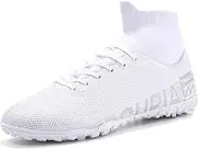 [Kikaluo] Men's Soccer Cleats Football Shoes with High-Tops Lace-Up Spikes Indoor Firm Ground Turf Training Exercise Futsal Boots