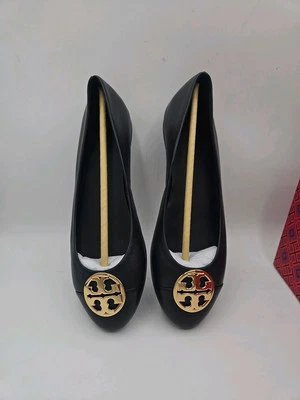 Tory Burch Chelsea Cap-toe Ballet Flat Navy Black Toe Leather Size 7.5 NIB